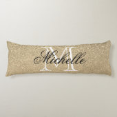 Golden Glitter Monogram Lichaamskussen (Voorkant)