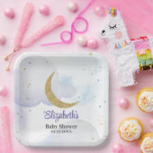 Golden Glitter Moon Baby shower Papieren Bordje (Feest)