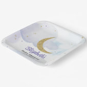 Golden Glitter Moon Baby shower Papieren Bordje (Gebogen)