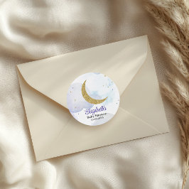 Golden Glitter Moon Baby shower Ronde Sticker