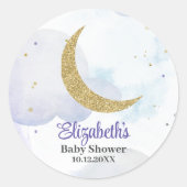 Golden Glitter Moon Baby shower Ronde Sticker (Voorkant)