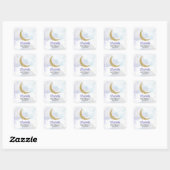 Golden Glitter Moon Baby shower Vierkante Sticker (Vel)