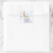 Golden Glitter Moon Baby shower Vierkante Sticker (Tas)