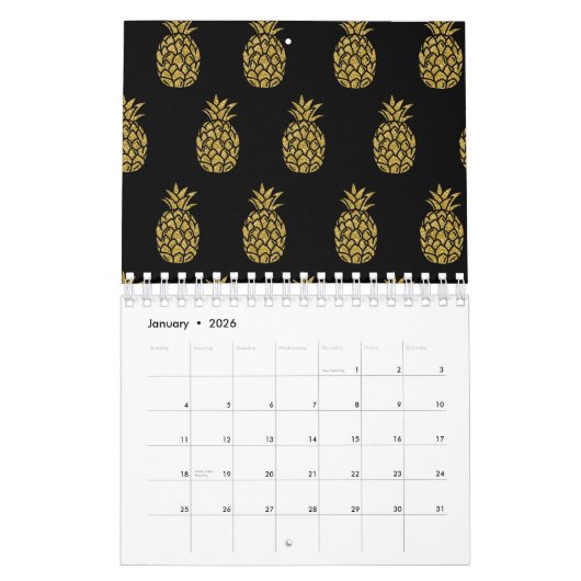 Golden Glitter Pineappel Tropische Fruit Lover Kalender (Jan 2026)