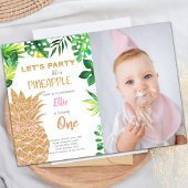 Golden Glitter Pineapple Uitnodigingen met Foto