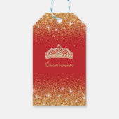 Golden Glitter, Quinceanera Cadeaulabel (Achterkant)