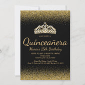 Golden Glitter, Quinceanera-uitnodigingen Kaart (Voorkant)