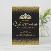 Golden Glitter, Quinceanera-uitnodigingen Kaart (Staand voorkant)