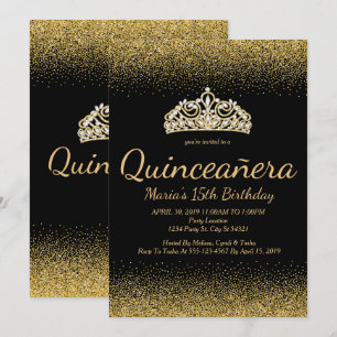 Golden Glitter, Quinceanera-uitnodigingen Kaart