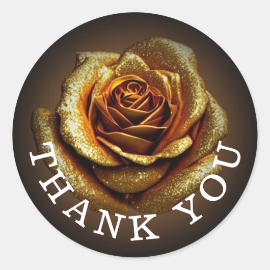 Golden Glitter Roos Classic Round Sticker (Voorkant)
