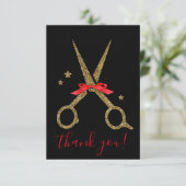 Golden glitter scissors - Trendy Modern black Than Bedankkaart (Staand voorkant)