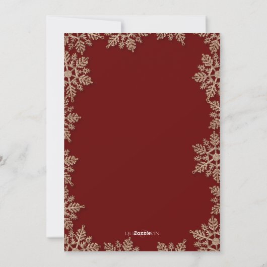 Golden Glitter Snowflake Border Holiday Card Feestdagenkaart (Achterkant)