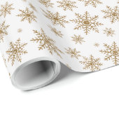 Golden Glitter Snowflakes Cadeaupapier (Rol Hoek)