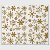 Golden Glitter Snowflakes kerspatroon Cadeaupapier (Vlak)