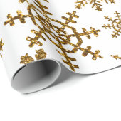 Golden Glitter Snowflakes kerspatroon Cadeaupapier (Rol Hoek)
