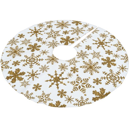Golden Glitter Snowflakes kerspatroon Kerstboom Rok (Gekanteld)