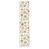 Golden Glitter Snowflakes kerspatroon Korte Tafelloper (Voorkant)