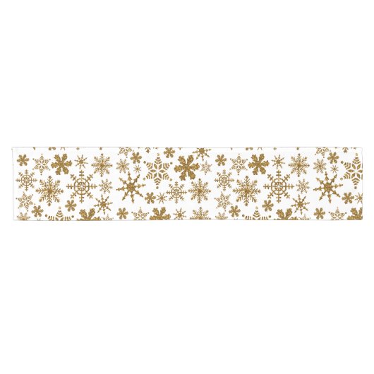 Golden Glitter Snowflakes kerspatroon Korte Tafelloper (Horizontaal)