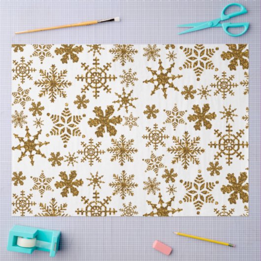 Golden Glitter Snowflakes kerspatroon Tissuepapier (Craft)
