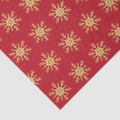 Golden Glitter Snowflakes op kerstrood Tissuepapier (Detail)