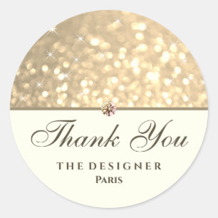 Golden Glitter Sparkle Stars Diamond Rhinestone Ronde Sticker