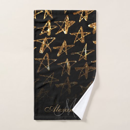Golden Glitter Stars Bad Handdoek (Handdoek)