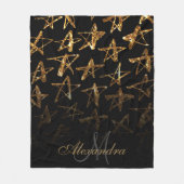 Golden Glitter Stars Fleece Deken (Voorkant)