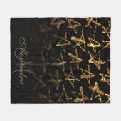 Golden Glitter Stars Fleece Deken (Voorkant (Horizontaal))