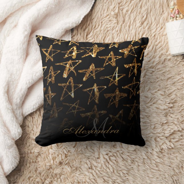 Golden Glitter Stars Kussen (Deken)