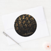 Golden Glitter Stars Ronde Sticker (Envelop)