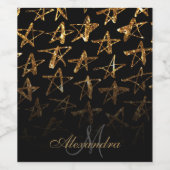 Golden Glitter Stars Wijn Etiket (Enkel label)