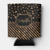 Golden Glitter Stippen en strepen Blikjeskoeler (Voorkant)
