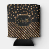 Golden Glitter Stippen en strepen Blikjeskoeler (Achterkant)