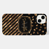 Golden Glitter Stippen en strepen iPhone Hoesje (Achterkant horizontaal)