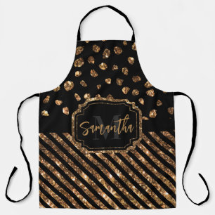 Golden Glitter Stippen en strepen Schort