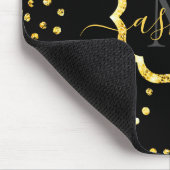 Golden Glitter Stippen Monogram Muismat (Hoek)