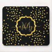 Golden Glitter Stippen Monogram Muismat (Voorkant)