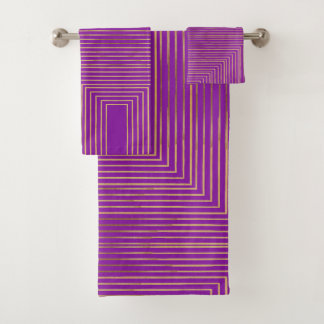 Golden glitter Stripes line art Pattern Bad Handdoek