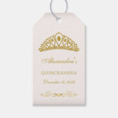 Golden glitter Tiara Quinceanera Cadeaulabel (Voorkant)