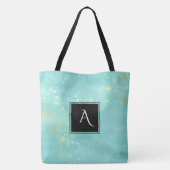 *~* Golden Glitter Turquoise Blue Stylish Shabby Tote Bag (Achterkant)