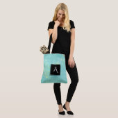 *~* Golden Glitter Turquoise Blue Stylish Shabby Tote Bag (Op model)