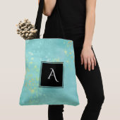 *~* Golden Glitter Turquoise Blue Stylish Shabby Tote Bag (Dichtbij)
