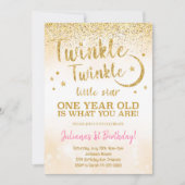 Golden Glitter Twinkle Little Star uitnodiging (Voorkant)