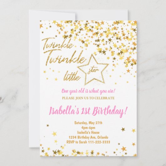 Golden Glitter Twinkle Little Star Verjaardag Uitn Kaart (Voorkant)
