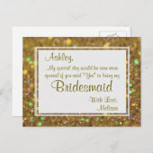 Golden Glitter - Wil jij mijn bruidsmeisje zijn? Uitnodiging Briefkaart (Voorkant / Achterkant)
