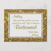 Golden Glitter - Wil jij mijn bruidsmeisje zijn? Uitnodiging Briefkaart (Voorkant)