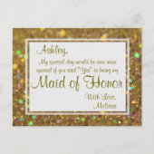 Golden Glitter - Wil jij mijn Maid of Honor zijn? Uitnodiging Briefkaart (Voorkant)