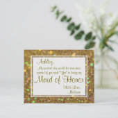 Golden Glitter - Wil jij mijn Maid of Honor zijn? Uitnodiging Briefkaart (Staand voorkant)