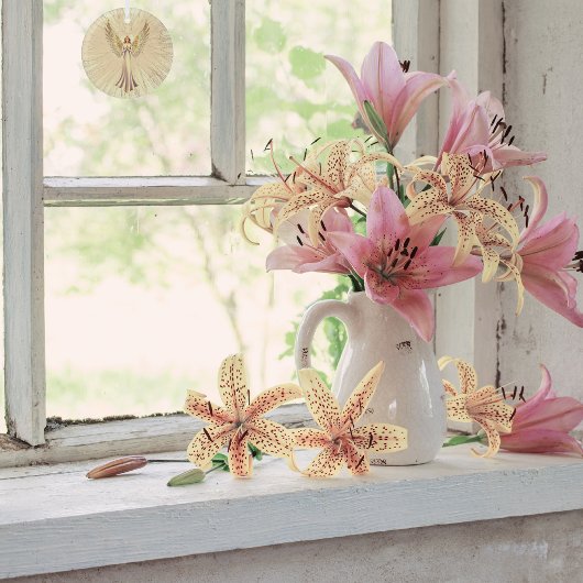 Golden Glitter Wings Healing Christmas Angel Glas Ornament