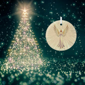 Golden Glitter Wings Healing Christmas Angel Glas Ornament